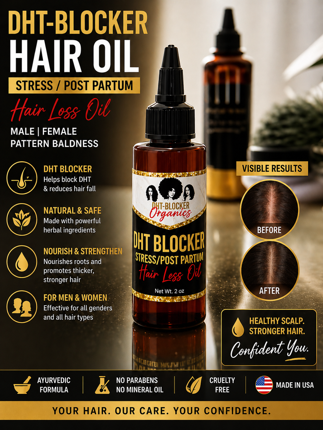 DHT-Blocker Hair Oil Male Female Pattern Baldness