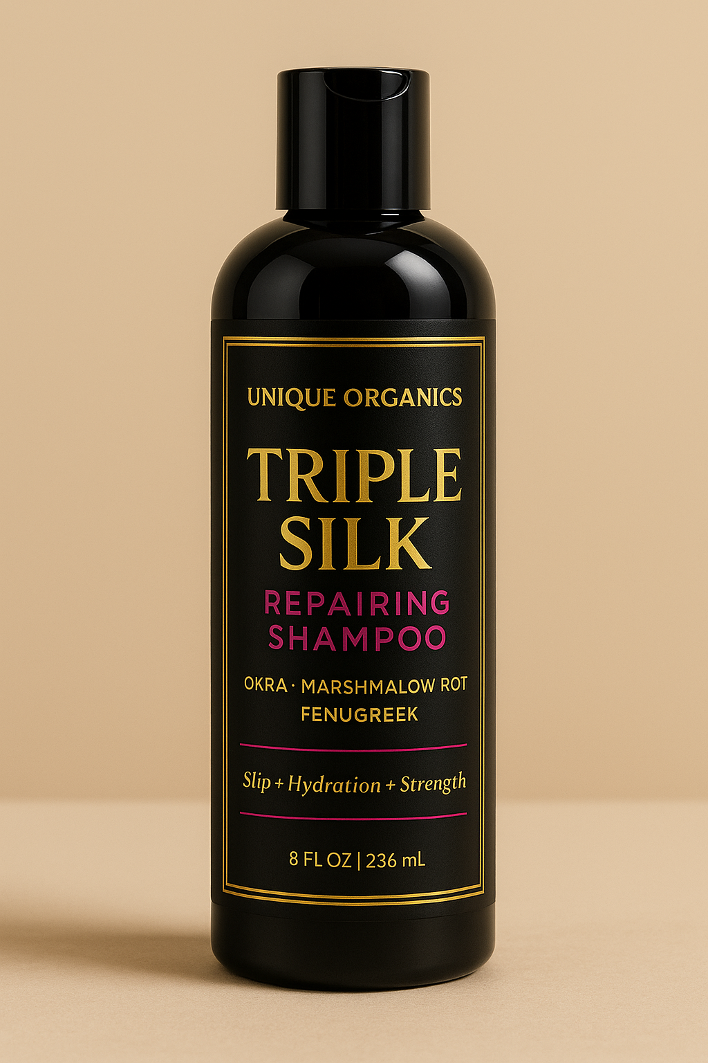 Triple Silk Repairing Shampoo Made with Fenugreek, Okra and Marshmallow Root
