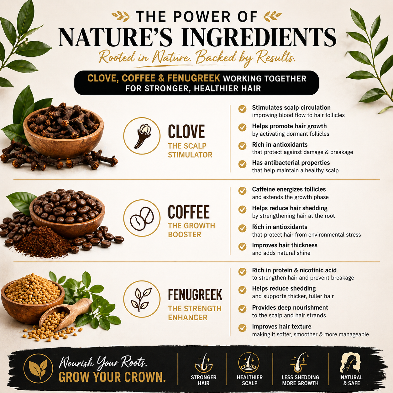 Fast Growth Hair Oil, Clove, Coffee & Fenugreek, Slow To Grow Hair Oil, Dandruff, Itchy Scalp
