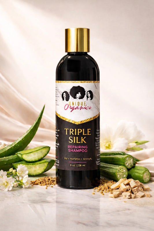 Triple Silk Repairing Shampoo Made with Fenugreek, Okra and Marshmallow Root