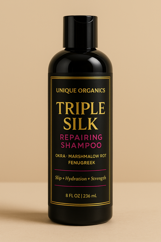 Triple Silk Repairing Shampoo Made with Fenugreek, Okra and Marshmallow Root